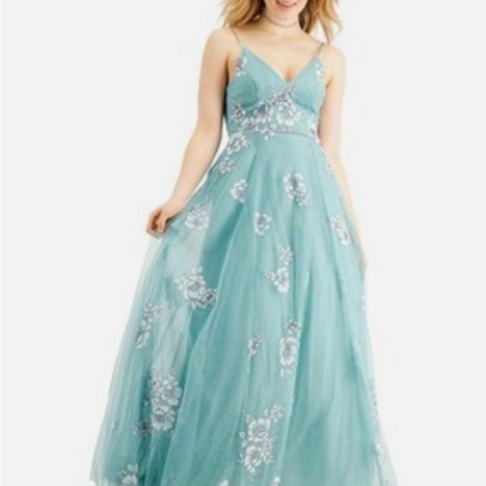 Teeze Me Teal Floral Formal Dress